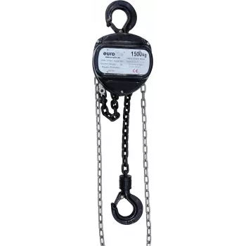 Käsiketttõstuk EUROLITE 1,5T 10 m Must - manuaalne ketttõstuk, tõstevõime 1,5 tonni, 10 m tõstekõrgus