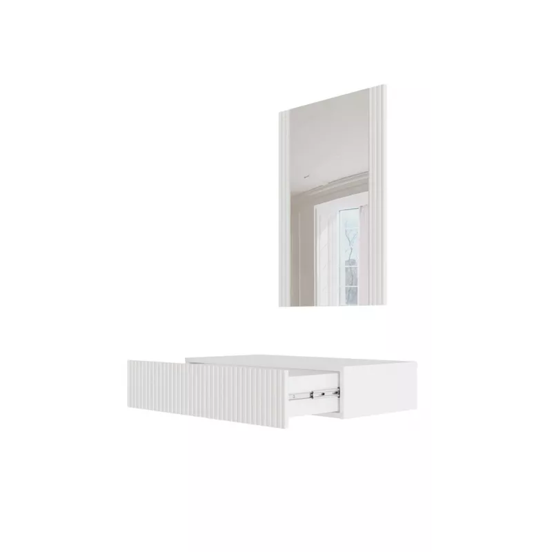 Dressing table with mirror cama meble PAFOS 80×41.6×100 cm, Valge matte, MDF frame, 1 drawer