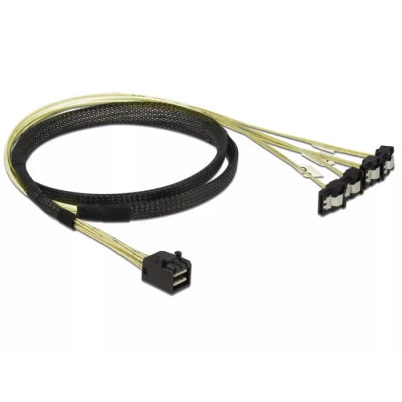 SCSI-kaabel DeLOCK 85685 must kollane 1 m 1 x Mini SAS HD SFF-8643 4 x SATA 7 pin