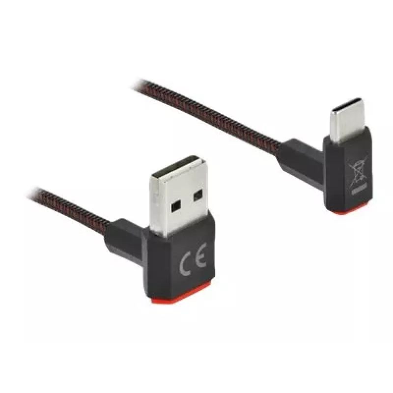 USB-kaabel DeLOCK EASY-USB 2.0 Type-A-pistik USB-C isasele nurgeline 0,5 m must