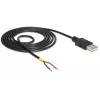 Delocki kaabel USB2.0 tüüp-A pistik > 2 x paljas juhtmeots - 1,5 m - must (85664)