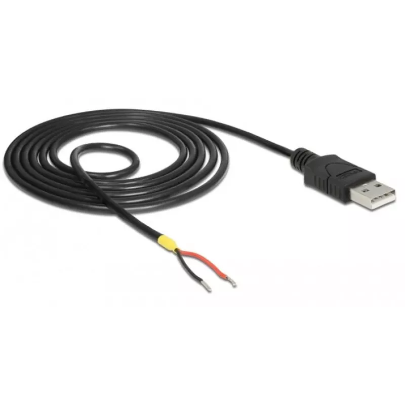 Delocki kaabel USB2.0 tüüp-A pistik > 2 x paljas juhtmeots - 1,5 m - must (85664)