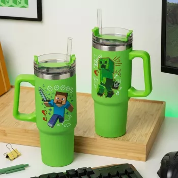 Paladone Minecraft roheline 900ml isoleeritud tass ja kõrs