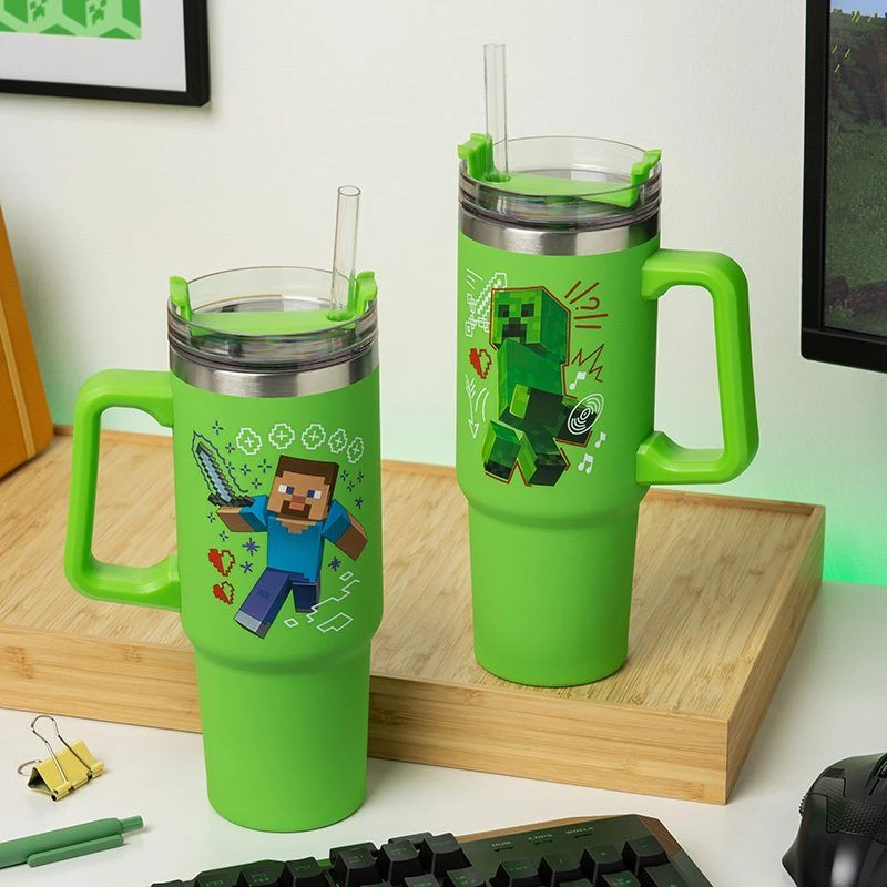 Paladone Minecraft roheline 900ml isoleeritud tass ja kõrs