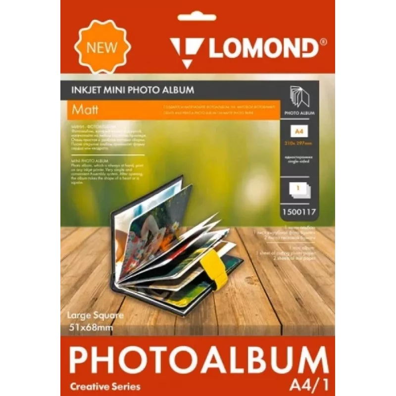 Foto minialbum Lomond Large Square Matte 51×68 mm – hoiab väikseid printe, matt lehed