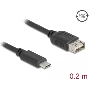 USB-kaabel DELOCK 81534 — USB C to USB A, USB 2.0, 0.2 m, must