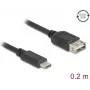 USB-kaabel DELOCK 81534 — USB C to USB A, USB 2.0, 0.2 m, must
