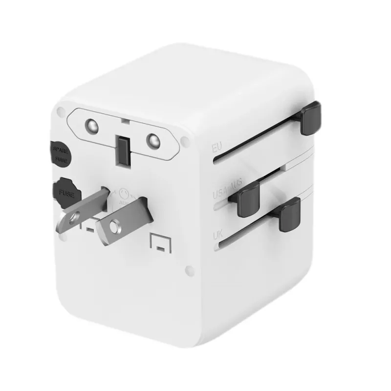 Reisiadapter GEMBIRD TPA-1A2C20-01-W — 20 W, USB-A (18 W) + 2× USB-C (20 W), Type E pistik, valge