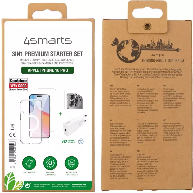 4smarts 3in1 Premium Stardikomplekt mobiiltelefoni stardikomplekt Läbipaistev Valge