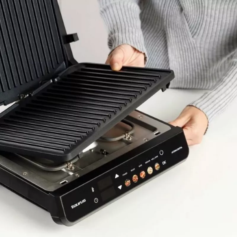 Elektriline 2-ühes grill Taurus Asteria Digital — 2000 W, reguleeritav termostaat, mittenakkuva kattega, eemaldatav tilgapann