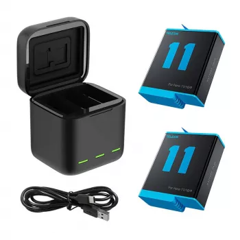 Laadija Telesin GP-BNC-901 GoPro Hero 9/10 jaoks — kahe akuga laadija
