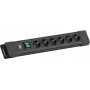Pistikupesade rida Bachmann CONNECTUS 6× CEE7/3 pistikupesa, 1× lüliti, 2,0 m kaabel, CEE7/7 pistik, must