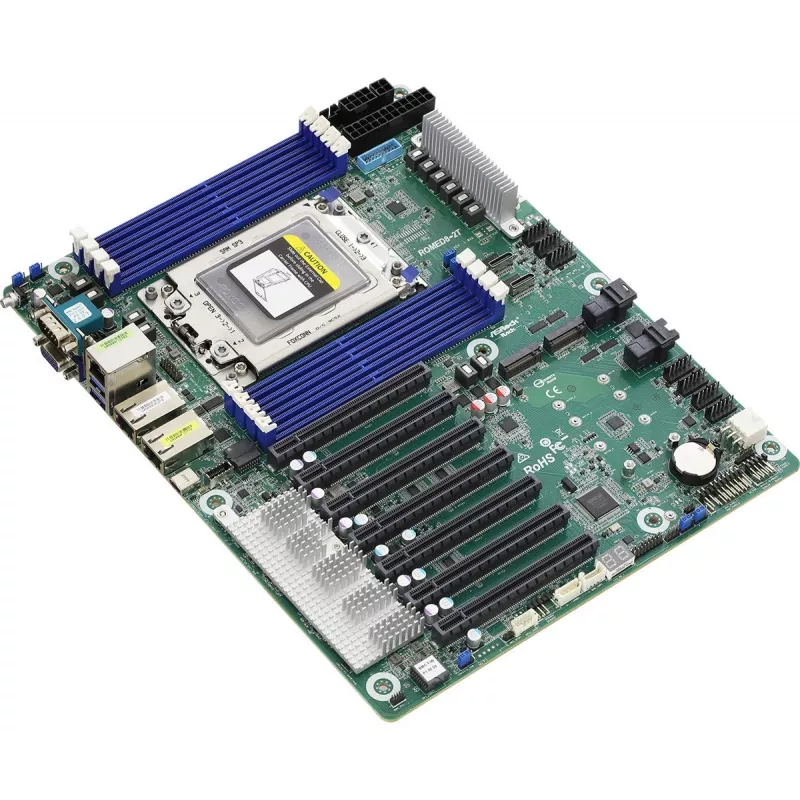Emaplaat ASRock ROMED8-2T ATX AMD EPYC LGA 4094, 8× DDR4 DIMM, kaheksa kanaliga, 2× M.2, 8× SATA III, 10GbE, 3× RJ-45