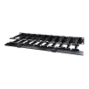 APC NetShelteri kaablihaldus, horisontaalne kaablihaldur, 1U, ühepoolne kaanega, must, 482,6 x 44,45 x 165,1 mm