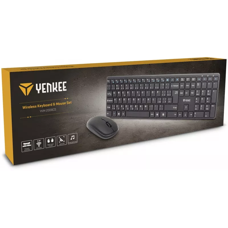 Traadita klaviatuuri ja hiire komplekt YENKEE YKB 2008CS — 2,4 GHz USB, kompaktne paigutus
