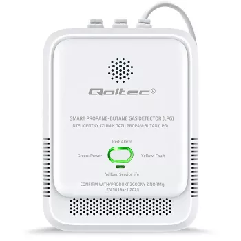 Gaasilekkeandur QOLTEC 52652 — propaani/butaani (LPG) detektor, 85 dB häire, LED-indikaator