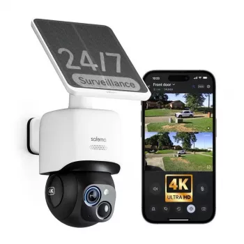 Safemo ST1 SolarCam 4K UHD video, 8x suum, 132° vaateväli, öövaatlus, Wi-Fi 2,4 GHz, 3W päikesepaneel, valge