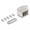 Kaablikaitse DELOCK D-Sub korpus 9-kontaktilisele isas-/emaspistikule 90° nurga all metallklambriga, hõbedane, 33×47×16 mm