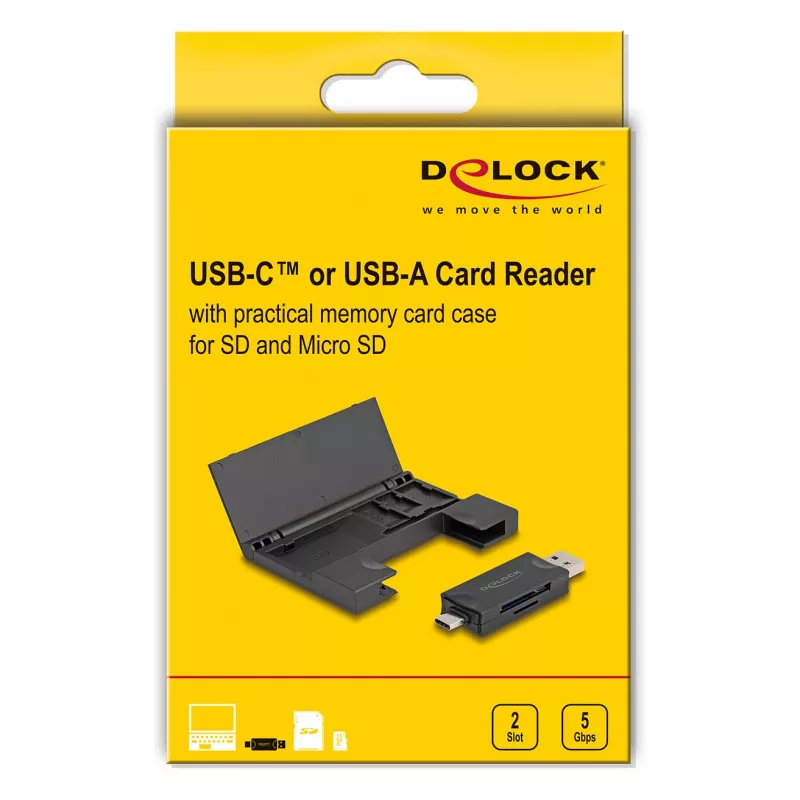Kaardilugeja DeLOCK 91014 USB 3.2 Gen 1 Type-A/USB-C Must MicroSD SD