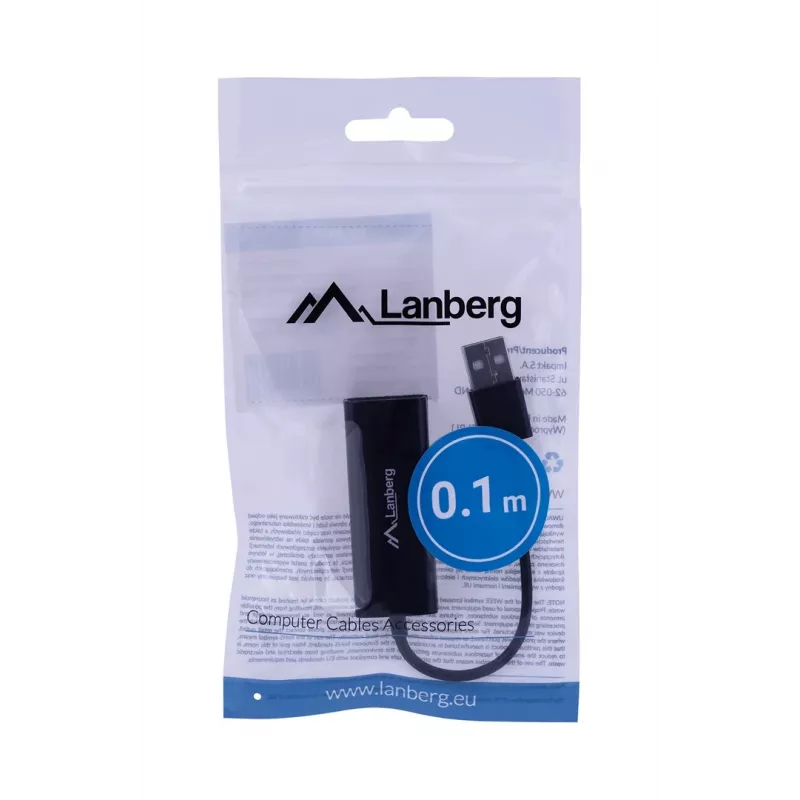 Võrguliidese kaart LANBERG NC-0100-01 USB 10 Gbit/s, hot-swap, kaabel 0,15 m, must