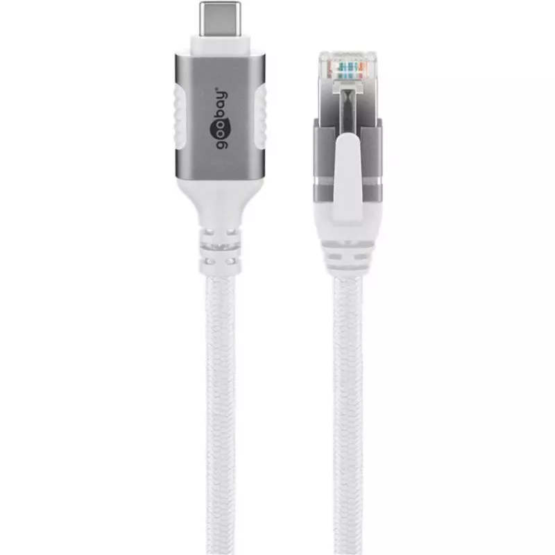 Võrgukaabel Goobay 74180 USB C RJ-45 Cat6 10 m valge