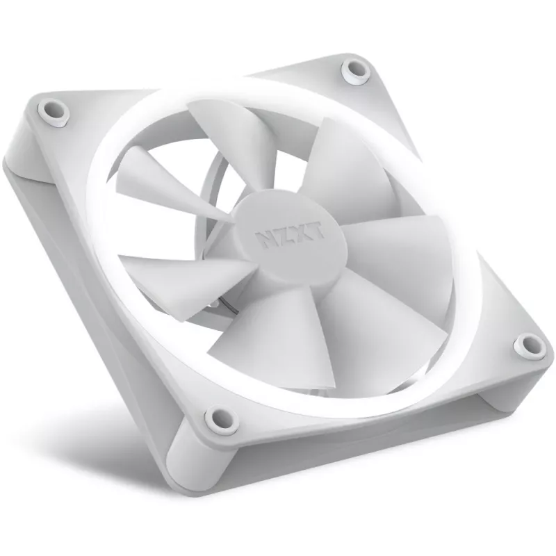 NZXT korpuse ventilaator F120 RGB 120 mm valge, 4-kontaktiline, 1800 p/min, 50,18 CFM, 18 LED-iga