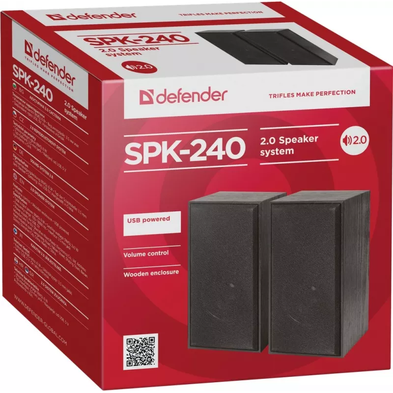 DEFENDER SPK-240 juhtmega lauakõlarid, 2.0, 6 W RMS, USB-toitega, 3,5 mm, must