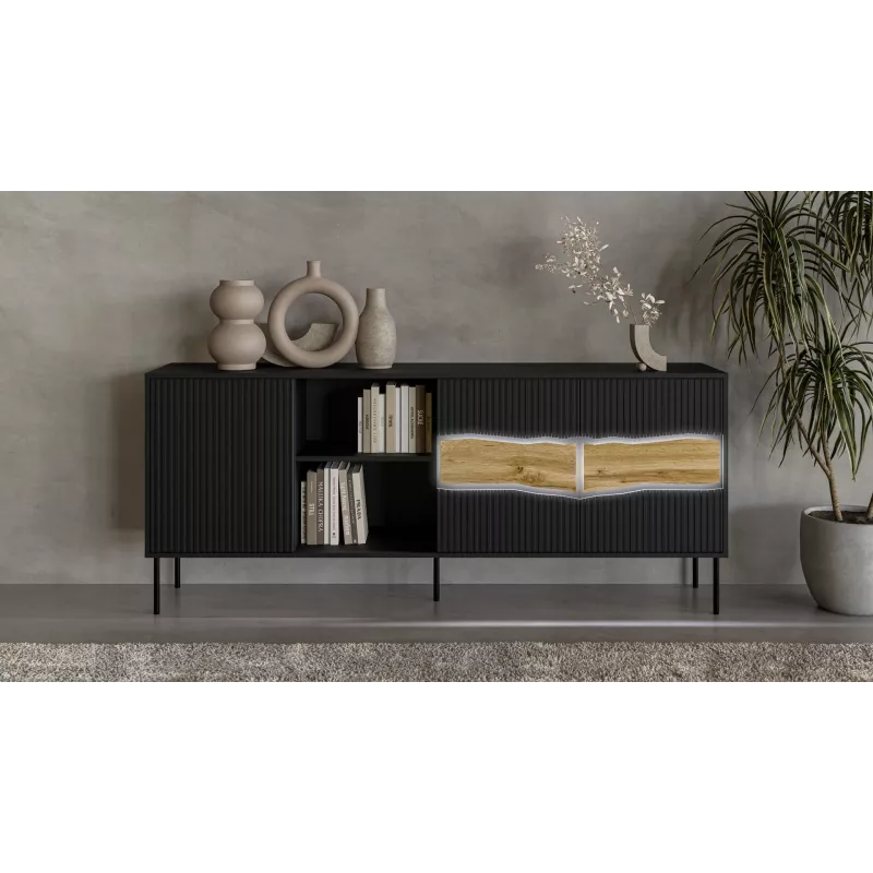 Cama INSERTO 3D1W kummut 190x40x80 must + LED