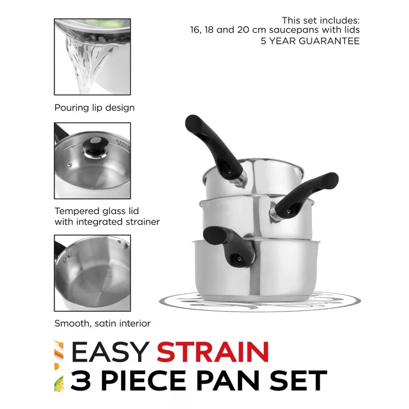 Kööginõude komplekt Russell Hobbs RH00542EU7 — 3-osaline mittenakkuvate pannide komplekt, nõudepesumasinas pestav
