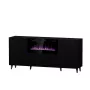 Sahtlitega kapp elektrikaminaga Cama Meble PAFOS 180x42x82 cm matt must, 3 ust, 2 riiulit, 1400–1600 W