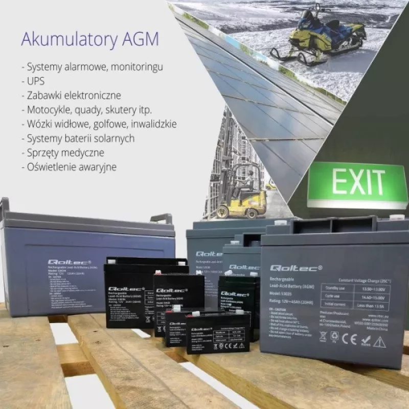 Qoltec 53036 AGM-aku | 12V | 24Ah | max 360A