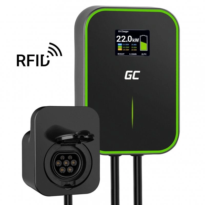 GREEN CELL WALLBOX EV POWERBOX 22KW pistiku ja RFID-ga