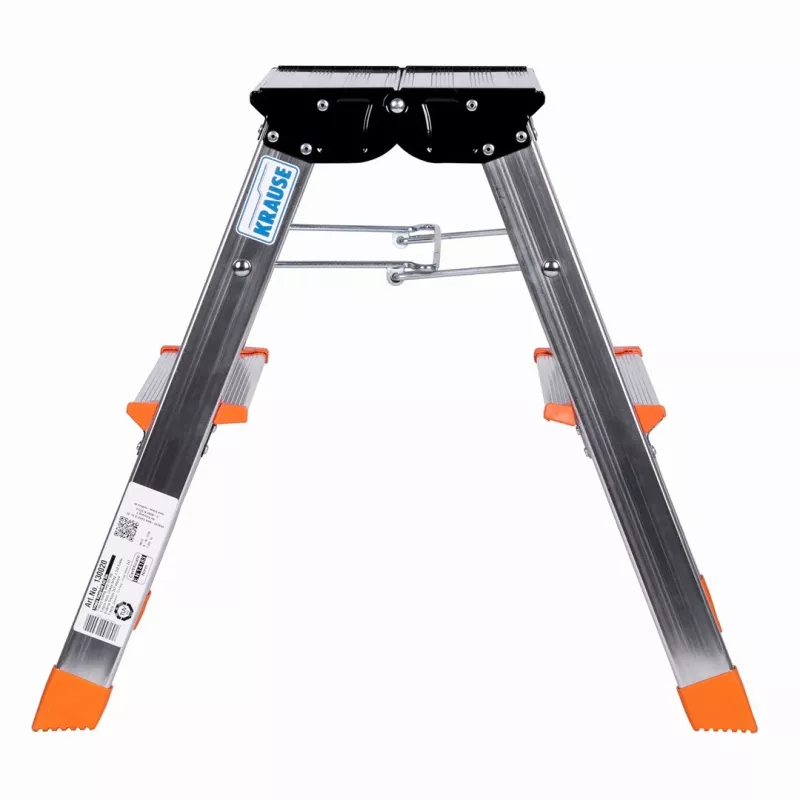 Koklapitav astmelaud Krause Treppy Silver 130020 — alumiinium, 2 astet, kandevõime 150 kg, kokkupandult 55×20 cm, kaal 2 kg
