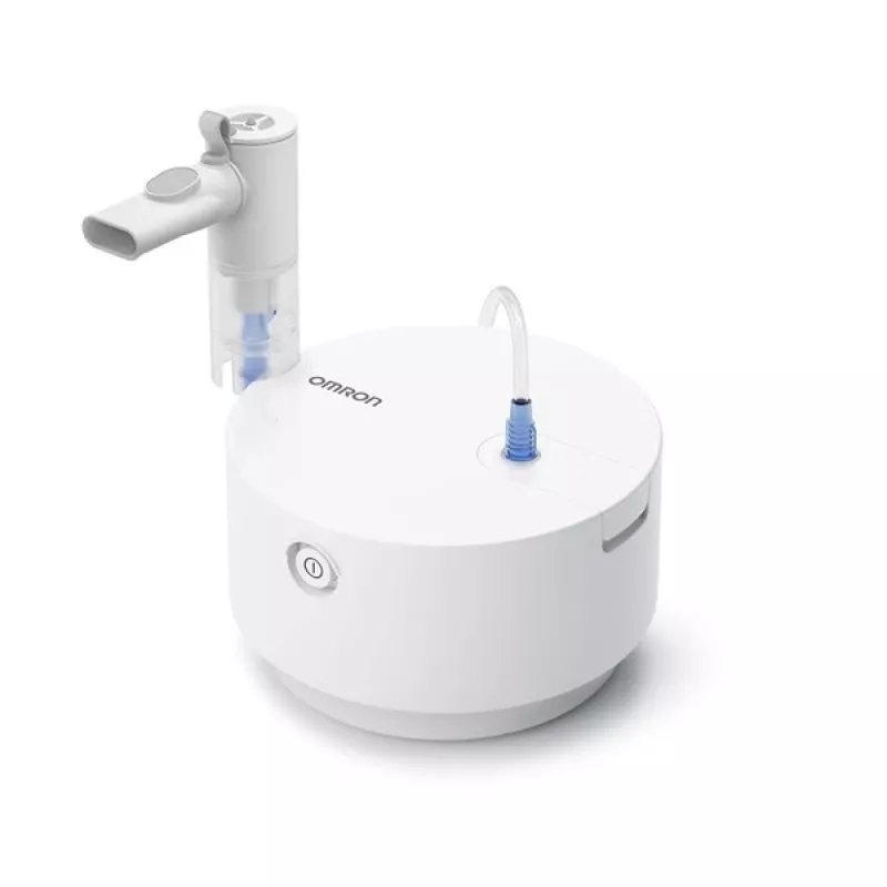 Tabletop nebulizer Omron C28P with 10 ml/min capacity, 2.65 µm particle size, Valge, dimensions 265×195×143 mm