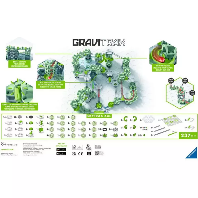 Marmoriraja tegevuskomplekt Ravensburger GraviTrax Action Set XXL Skytrax, rajalaiendus
