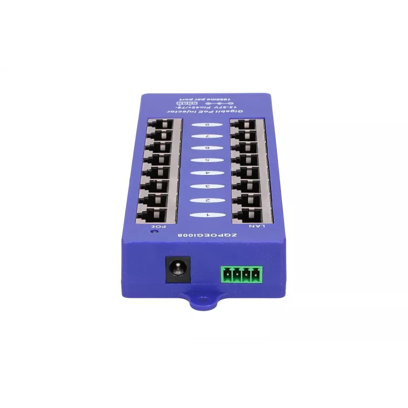 PoE injektor Extralink Gigabit 8 porti 1000Mb/s RJ45 režiim B