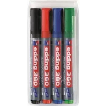 Püsimarker Edding 360 pintselotsikuga komplekt 4 tk — must, sinine, roheline, punane