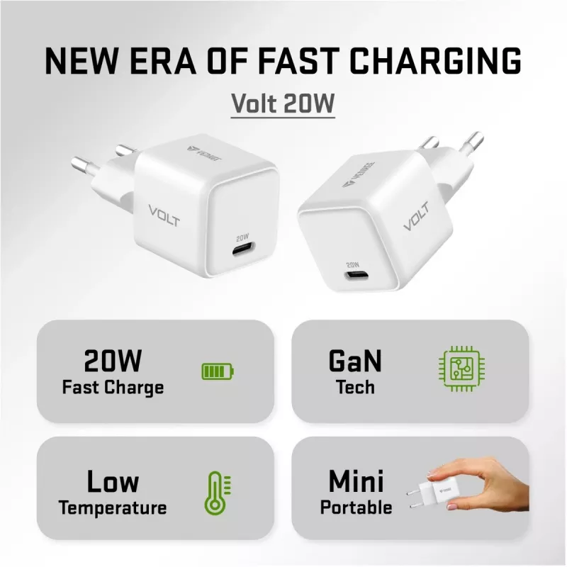USB‑C seinakallur YENKEE YAC G20 20W 3A Power Delivery