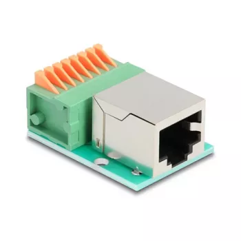 DeLOCK 90652 kaabelsoovahetaja RJ45 8-kontaktiline klemmiplokk Roheline Hõbedane