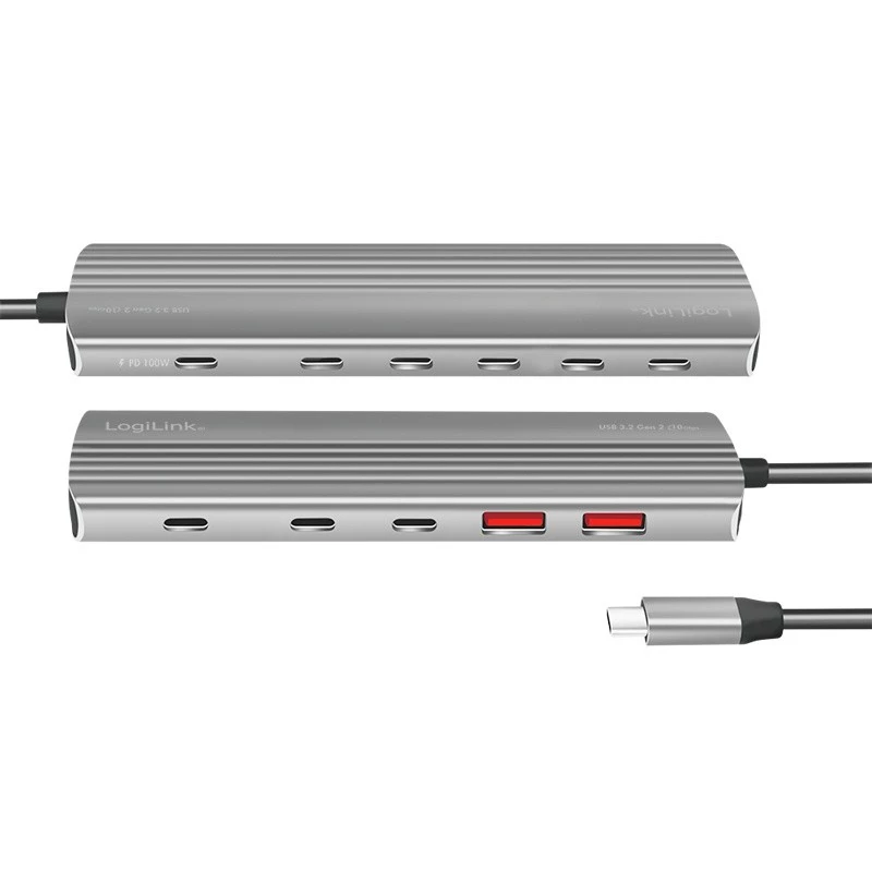 LogiLink USB 3.2 Gen2 jaotur 4+1 pordiga 2x USB-A 2x USB-C PD 100W alumiinium