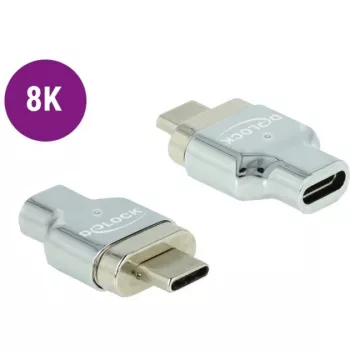 DeLOCK - Thunderbolt / USB-C adapter - USB-C (M) magnetic to USB-C (W) - USB 3,2 Gen 2 / Thunderbolt 3 4,5 A - 8K tugi - hõbedane (66433)