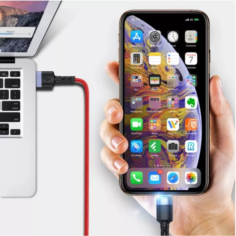 USB–Lightning andmekaabel Tellur, 3 A, 1,2 m, LED-indikaator, punane