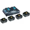 Makita - akulaadija + aku 4 x - Li-Ion - 5 Ah - 90 Wh - 2 x aku laadimine - Makita DEADML801, DEADML810, DHP482, DJN161, DJS101, DSS501, DTD171, DUC254, DVR450, M jaoks