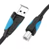 USB 2.0 A – USB-B kaabel Vention VAS-A16-B500, 5 m, must, isane-isane, 480 Mbps