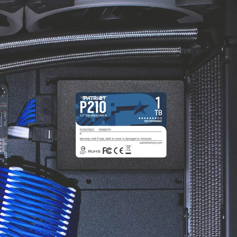 2.5-tolline SATA III SSD PATRIOT P210 1 TB — 500 MB/s lugemine, 400 MB/s kirjutamine, 7 mm kõrgus