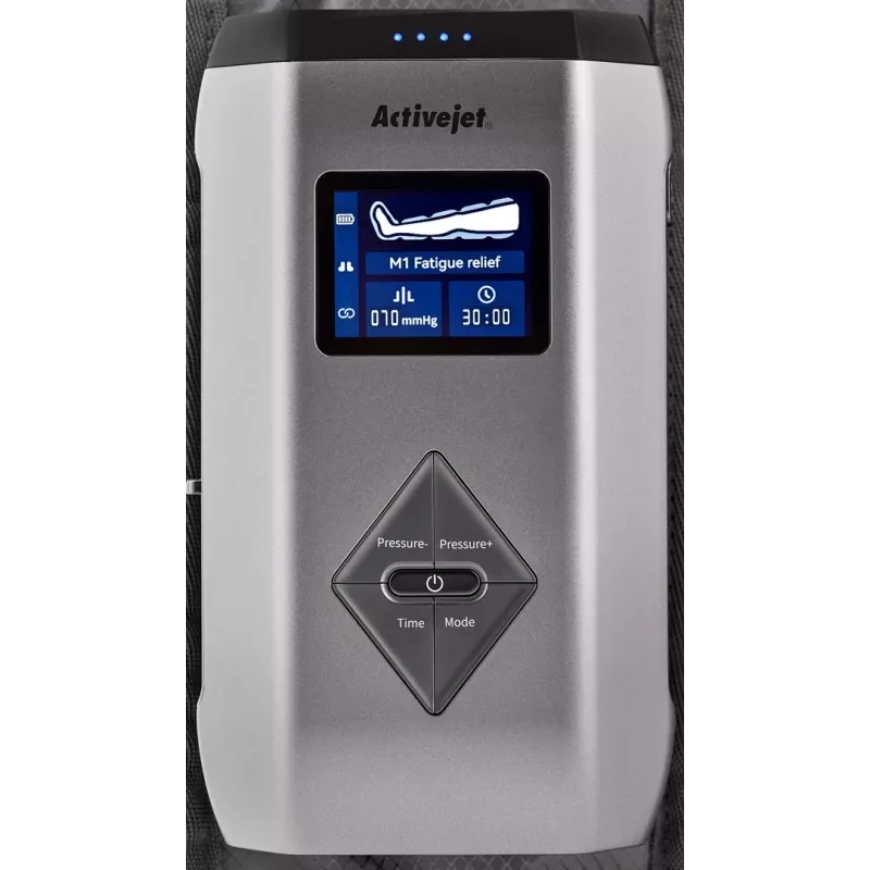 Lümfiringe kompressioon-jalamassažiseade ActiveJet ACM-PLUS-A1 M, aku 25 W, must, 380×950×60 mm