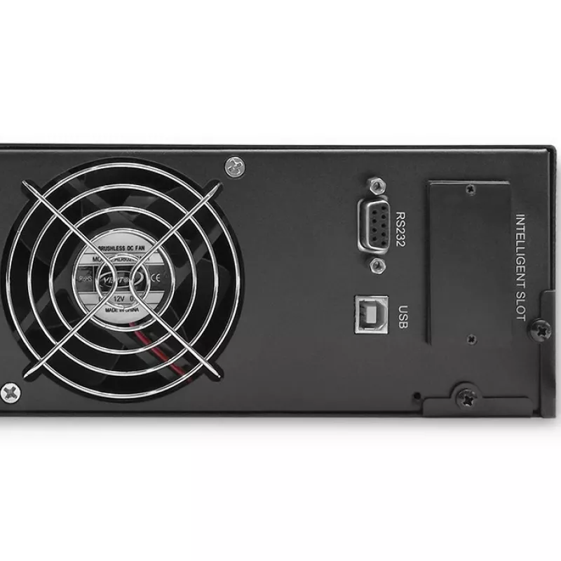 Qoltec 53945 RACK UPS 1kVA 800W võrgutoite katkematu toiteallikas (On-line, puhas siinuslaine, LCD, SNMP pesa)