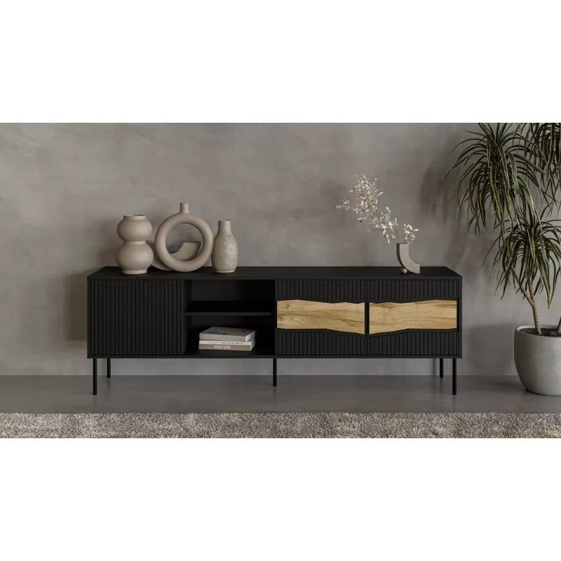 TV-kapp cama meble INSERTO 3D1W 190x40x62 cm must LED-iga