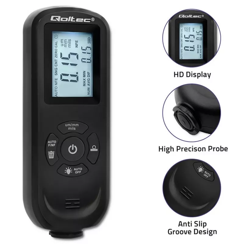 Kattekihi paksuse mõõtur QOLTEC 50646 LCD 0–2000 µm