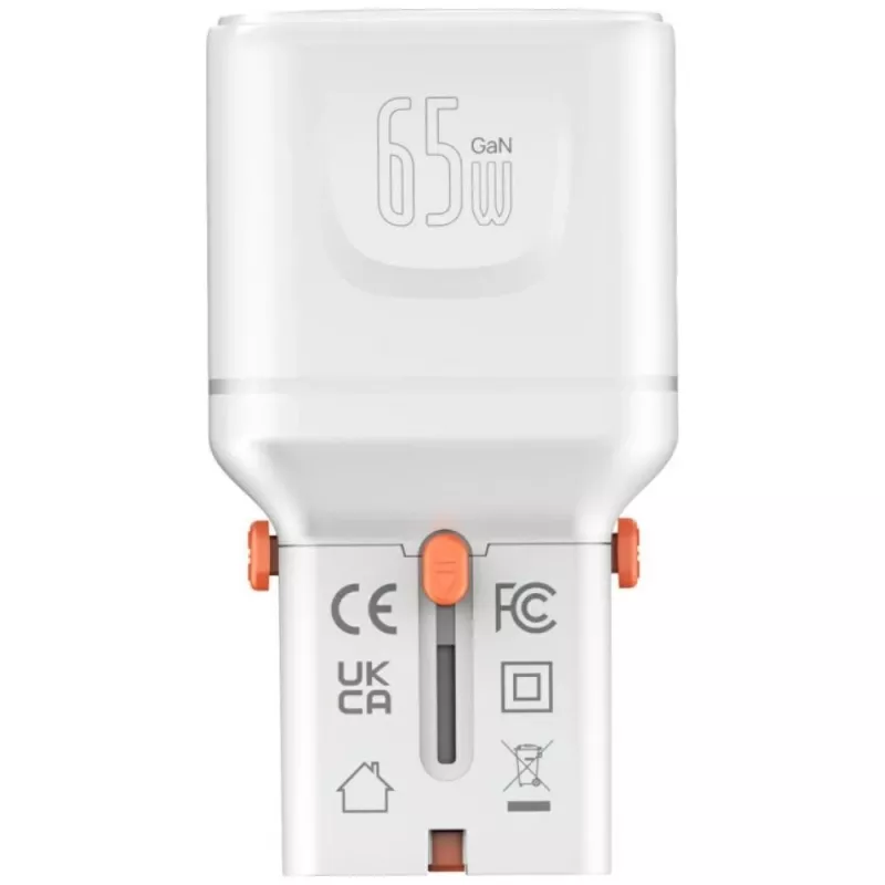 Reisilaadur World 65W USB-C + USB-A valge